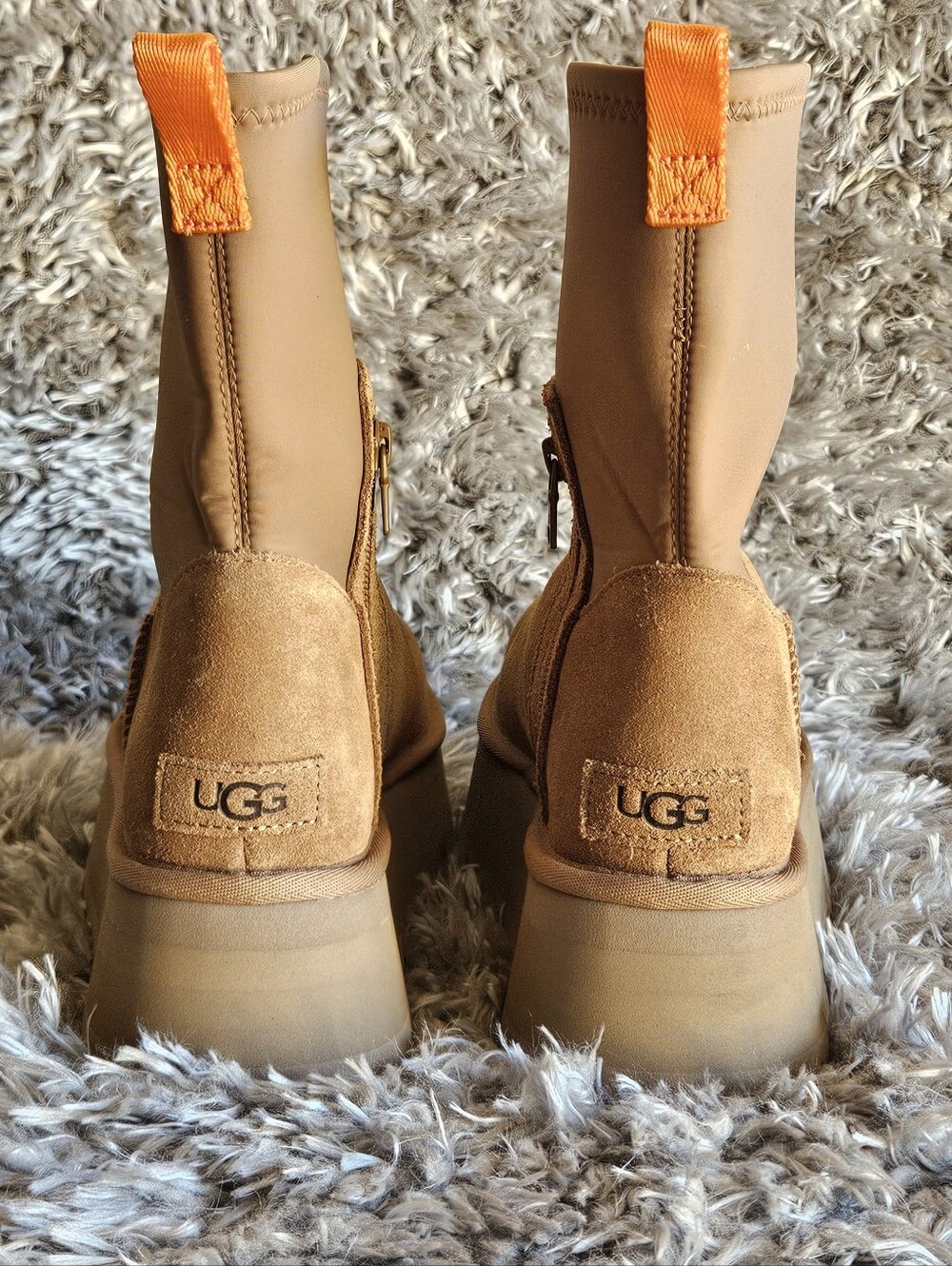 UGG Women's Tan Suede & Neoprene Ankle Boots - Tan NEW WITHOUT BOX.